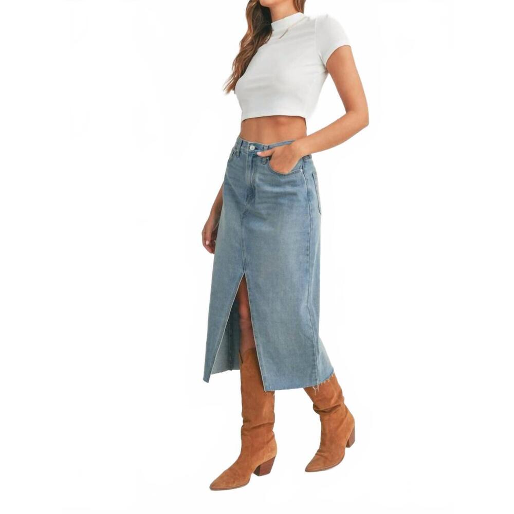 NEW JUST BLACK DENIM open slit skirt in denim - Picture 3 of 5